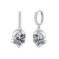 wholesale 925 Sterling Silver 925 Butterfly Crystal Skull Dangle Hoop Earrings Gothic Jewelry for Women and Girls-0-0