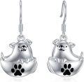 wholesale 925 Sterling Silver Hypoallergenic Guinea Pig Dangle Earrings with Paw Print Charm-0-0
