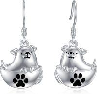 wholesale 925 Sterling Silver Hypoallergenic Guinea Pig Dangle Earrings with Paw Print Charm-dog