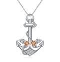 wholesale 925 Sterling Silver Anchor Necklace Wholesale With Floral Details-0-0