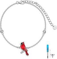 wholesale 925 Sterling Silver Cardinal Bird Charm Bracelet with Funnel and Spatula Set-Cardinal