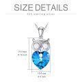 TOUPOP Sterling Silver Blue Crystal Owl Pendant Necklace For Women Girls-0-1