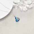 wholesale 925 Sterling Silver I Love You Mom Heart Pendant Necklace Blue Crystal Rose Gold-0-4