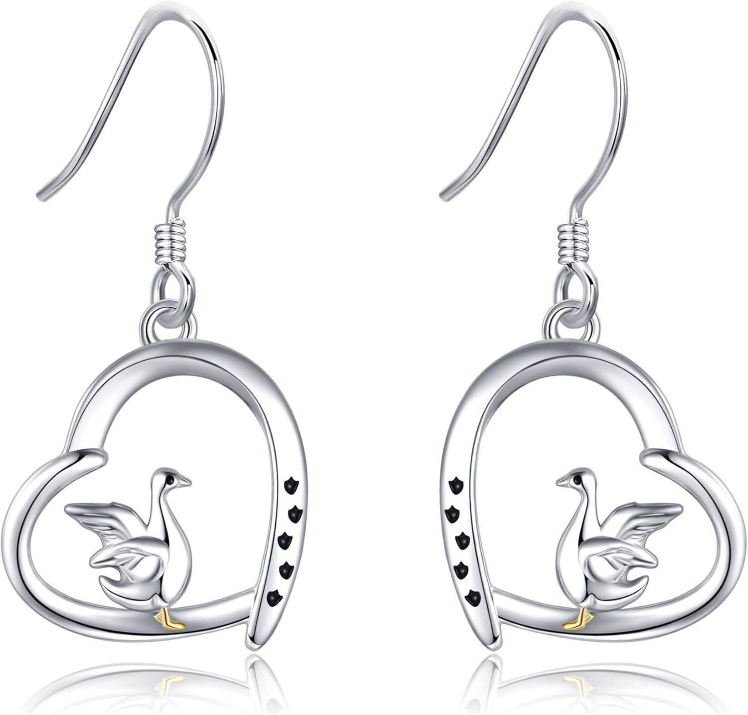 Sterling Silver Animal Earrings Horse Bee Llama Owl Jellyfish Parrot Bunny Duck Penguin Flamingo Paw Print Panda Dolphin Hummingbird for Mom-Owl Dangle-Owl Dangle