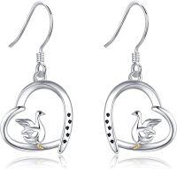 wholesale 925 Sterling Silver Swan Heart Dangle Drop Earring  for Women Girls Mother's Day Anniversary Birthday Christmas Holiday Present Idea 4cm Long-Owl Dangle-Owl Dangle
