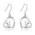 wholesale 925 Sterling Silver Heart Goose Dangle Earrings-0-0