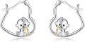 wholesale 925 Sterling Silver Monkey and Banana Hoop Earrings for Kids-0-0
