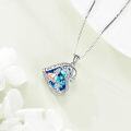 wholesale 925 Sterling Silver Blue Crystal Heart Pendant Necklace with Rabbit and Girl Design - Alice in Wonderland Inspired s for Women-0-4