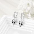 wholesale 925 Sterling Silver Skull Drop Dangle Earrings with Cubic Zirconia for Men & Women - Trendy  Idea-0-4
