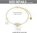 wholesale 14K Gold 925 Diamond & Pearl Heart Anklet for Women - Adjustable Size-0-6