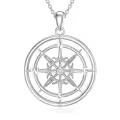 TOUPOP Sterling Silver Compass Pendant Necklace Jewelry Gift For Women-0-0