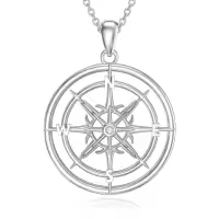 TOUPOP Sterling Silver Compass Pendant Necklace Jewelry Gift For Women-undefined