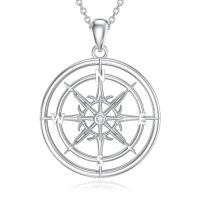 TOUPOP Sterling Silver Compass Pendant Necklace Jewelry Gift For Women-undefined