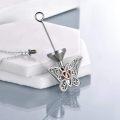 wholesale 925 Sterling Silver Heart and Butterfly Memorial Keepsake Pendant with Chain - Cremation Jewelry for Ashes Holder Necklace-0-2