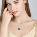 wholesale 925 Sterling Silver Turquoise Heart Shaped Pendant Necklace for Women-0-6