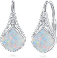 wholesale 925 Sterling Silver Black Onyx Celtic Teardrop Dangle Earrings  for Women-Opal Celtic Drop