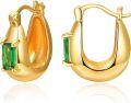 wholesale Gold Plated 925 Sterling Silver Green Crystal Teardrop Huggie Hoop Earrings for Women-0-0