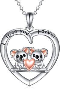 wholesale 925 Sterling Silver Love You Forever Koala Heart Pendant Necklace for Women-koala couple necklace