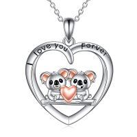 wholesale 925 Sterling Silver Koala Love You Forever Pendant Necklace-koala couple necklace