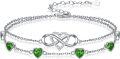 wholesale  925 Sterling Silver & Birthstone Crystal Infinity Heart Bracelet for Women, Adjustable Love Charm Gift for Wife Mom Friend-0-0