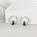 wholesale 925 Sterling Silver Cat Moon Star Studs Hoops  for Women Girls-0-2