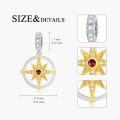 wholesale 925 Sterling Silver Compass Rose Pendant with Ruby Center and CZ Accents-0-4