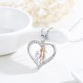wholesale 925 Sterling Silver Heart-Shaped Mother and Child Pendant Necklaces for Women's Gifts-0-4