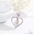 wholesale 925 Sterling Silver Heart-Shaped Mother and Child Pendant Necklaces Wholesale for Women's Gifts-0-4