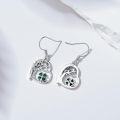 wholesale 925 Sterling Silver Green Crystal Shamrock Tree Of Life Drop Earrings-0-1