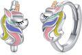 wholesale 925 Sterling Silver Unicorn Huggie Hoop Earrings for Women Colorful Enamel Animal Ear Cuff  Ideas-0-0