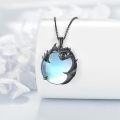 wholesale 925 Sterling Silver Bat Necklace with Moonstone Pendant for Women-0-3