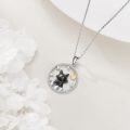 wholesale 925 Sterling Silver Black Cat Pendant with Stars and Crescent Moon - Gifts for Women-0-4