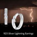 wholesale 925 Sterling Silver White Opal Lightning Bolt Huggie Hoop Earrings for Women Girls Minimalist Fine s 6mm Diameter-0-5