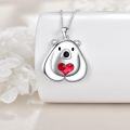 wholesale 925 Sterling Silver Polar Bear with Red Heart Pendant Necklace-0-3