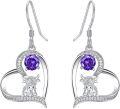 wholesale Sterling Silver Highland Cow Sunflower Dangle Stud Leverback Hoop Earrings-0-5