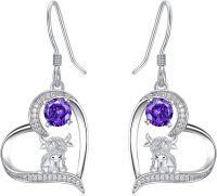 wholesale Sterling Silver Highland Cow Sunflower Dangle Stud Leverback Hoop Earrings-0-2-February