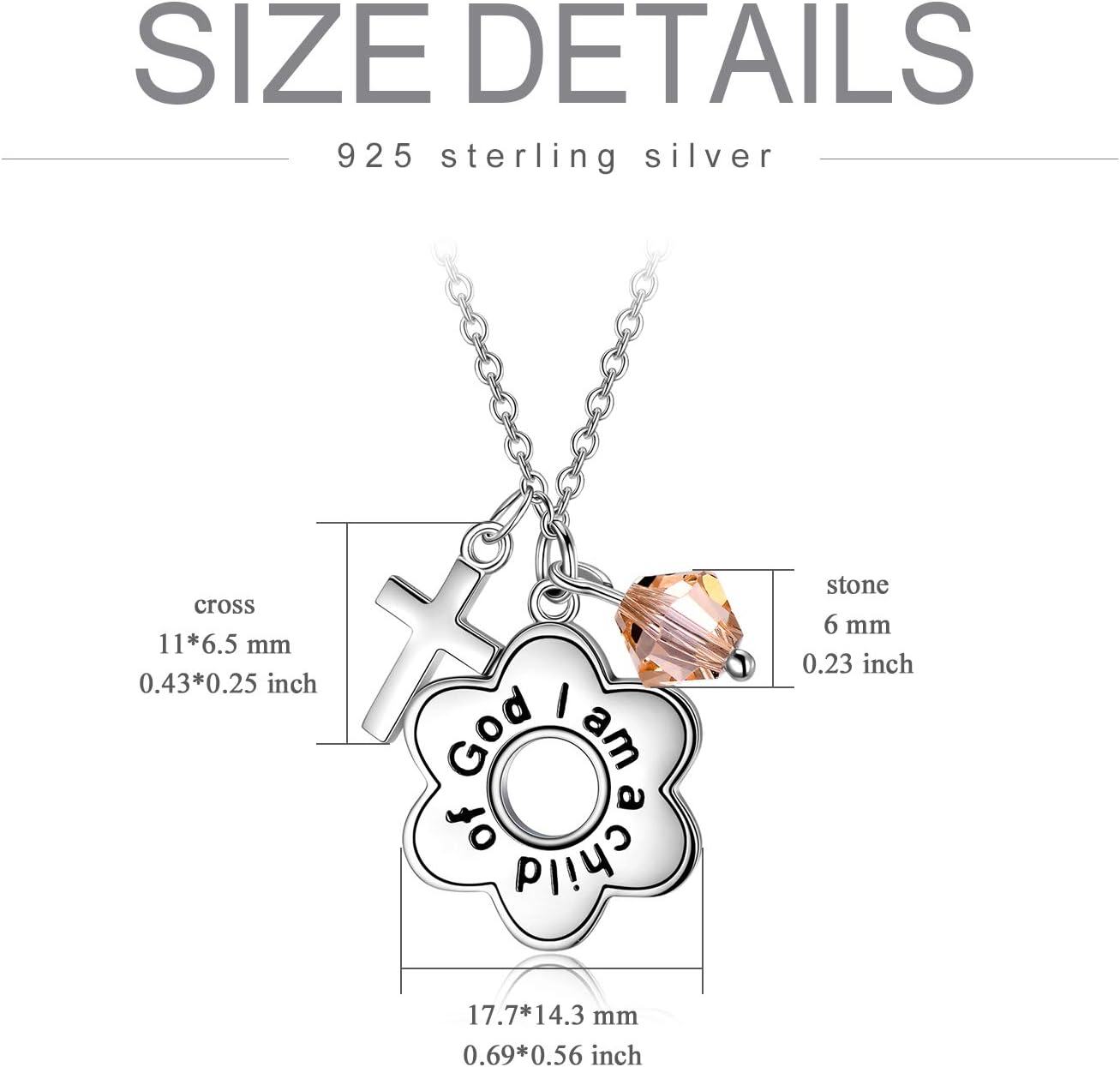 925 Sterling Silver Daisy Child of God Necklace for Girls Baptism Communion Birthday-0-3