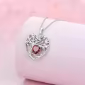 TOUPOP Sterling Silver Ruby Tree Of Life Pendant Necklace-0-4