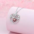 TOUPOP Sterling Silver Ruby Tree Of Life Pendant Necklace-0-4