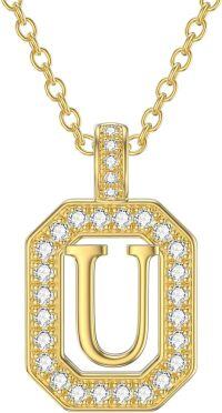 wholesale 14K Gold Moissanite A Z Letter Pendant Necklace for Women 16+2 -U