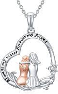 wholesale 925 Sterling Silver Heart Moon Sisters Forever My Friend Pendant Necklace for Women-0-0