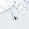 wholesale 925 Sterling Silver Crescent Moon with Cat and Skeleton Pendant Necklace Gothic s for Women Men-0-2