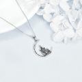 wholesale 925 Sterling Silver Skeleton With Cat Crescent Moon Pendant Necklace Always Make Me Smile-0-2