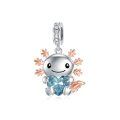 wholesale 925 Sterling Silver Rose Gold Plated Axolotl Pink Heart Zirconia Dangle Charm For Bracelet-0-16
