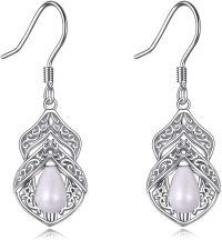 wholesale 925 Sterling Silver Celtic Pearl Drop Dangle Earrings for Women - Valentines & Mothers Day Gift Ideas-Silver irish pearl earrings