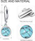 wholesale 925 Sterling Silver Round Turquoise Drop Earrings with Leverbacks for Women-0-5