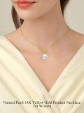 TOUPOP 14k Gold Freshwater Pearl Necklace Bow Heart Dolphin Pendant-0-2