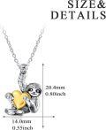 wholesale 925 Sterling Silver and Yellow Gold Plated Crystal Heart Sloth Pendant Necklace for Women & Men-0-3