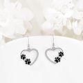 wholesale 925 Sterling Silver Paw Print Heart Drop Earrings - Adorable Animal Lover Gift for Her-0-1