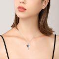wholesale 925 Sterling Silver Cross Urn Necklace Blue Hummingbird Red Flower Cremation Memorial Pendant-0-2